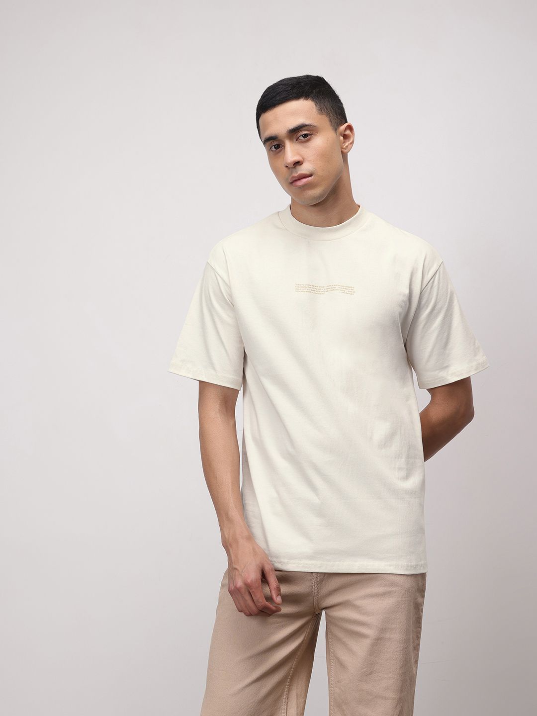 ether Kora Relaxed Fit Typography Printed Cotton T-shirt