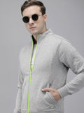 Park Avenue Solid Mock Collar Front-Open Casual Sweatshirt
