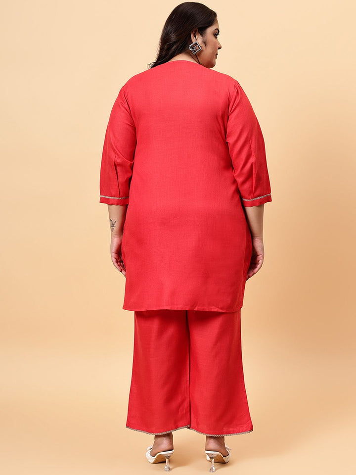 Bani Embroidered Round-Neck Tunic With Flared Trousers Co-Ords