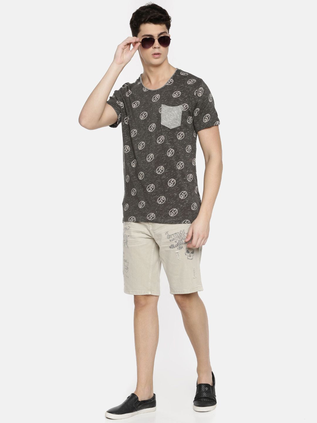 Being Human Clothing Men Grey Printed Round Neck Pure Cotton T-shirt