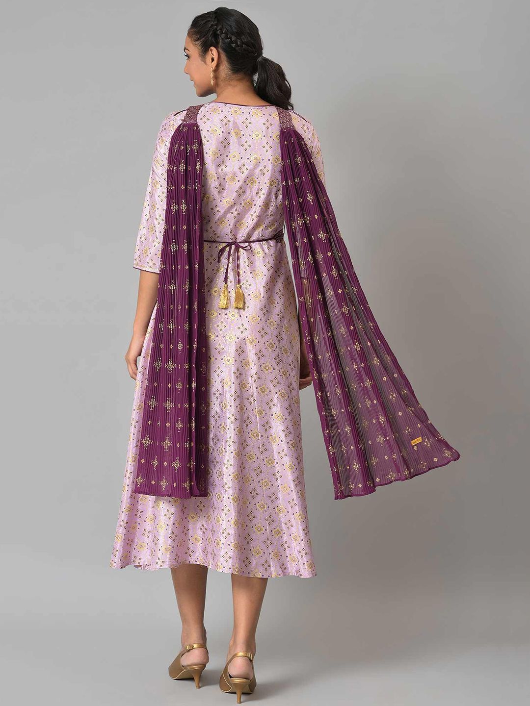 AURELIA Purple Ethnic Motifs Ethnic Empire Dress