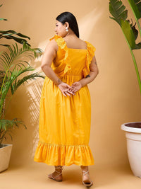 SASSAFRAS Curve Plus Size Fit & Flare Pure Cotton Midi Dress