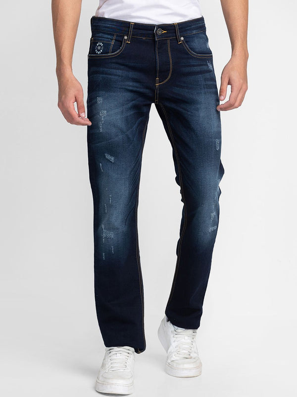 Being Human Men Slim Fit Low Distress Heavy Fade Jeans