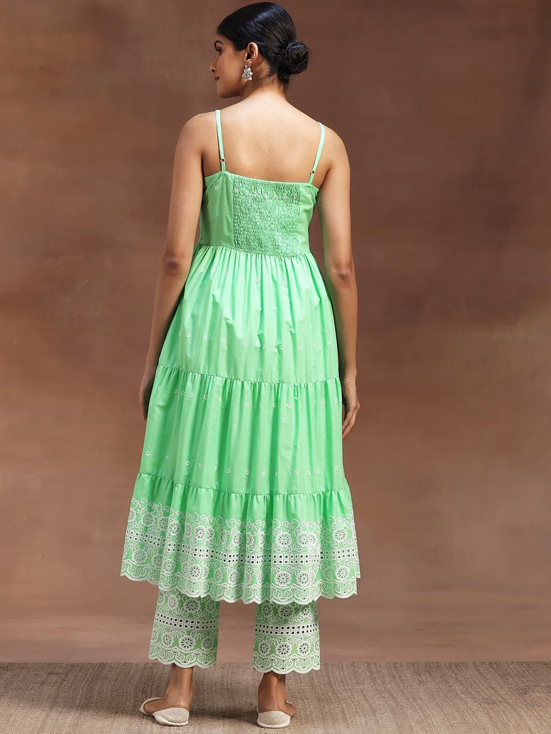 Libas Shoulder Strap Thread Work Pure Cotton Kurta with Trousers