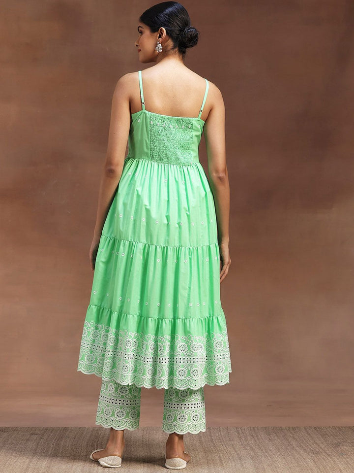 Libas Shoulder Strap Thread Work Pure Cotton Kurta with Trousers