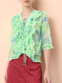 DressBerry Femi Cute Ruffle Delight Printed Perfection Top