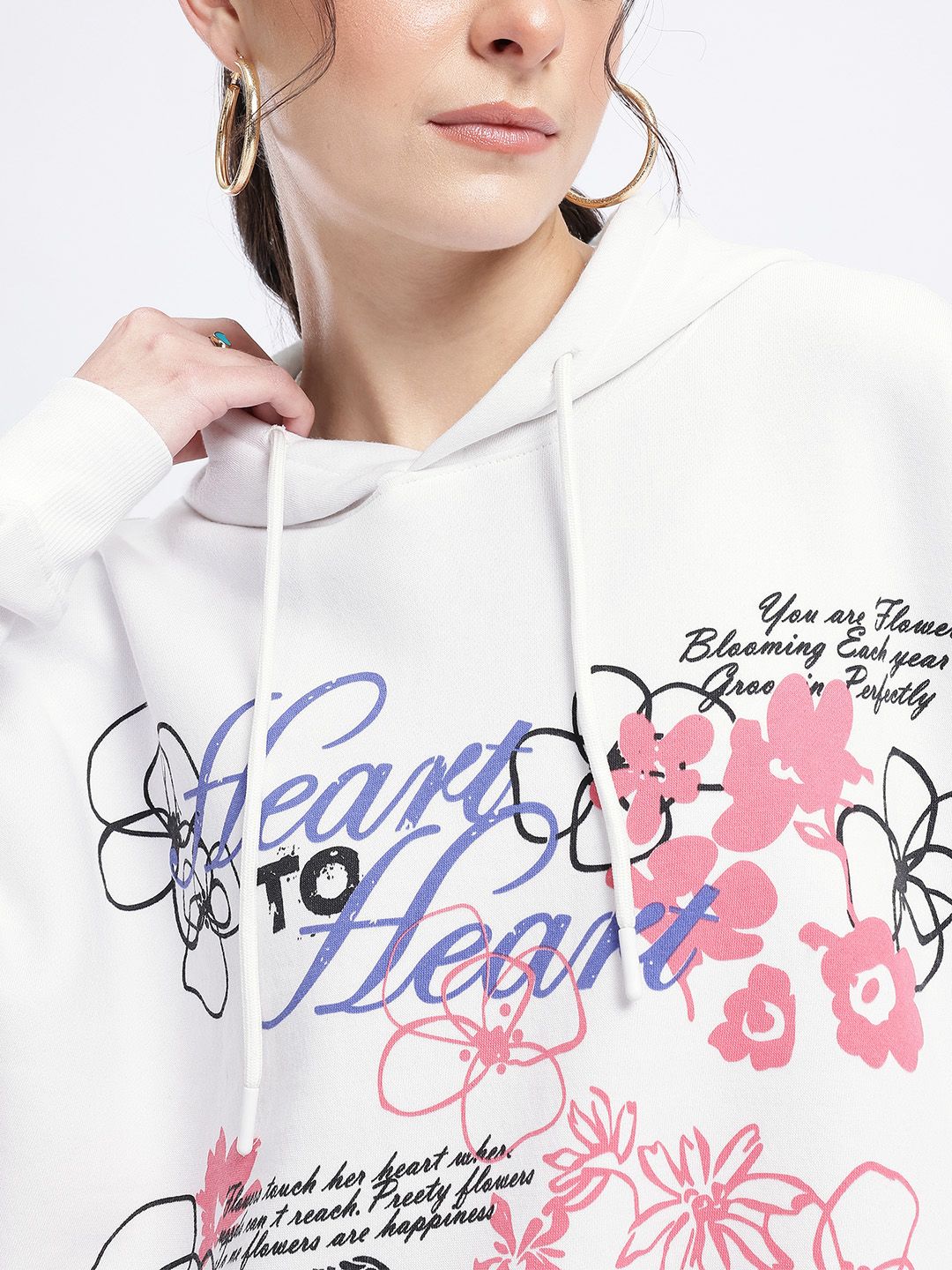 DressBerry Snug Life Printed Hooded Sweatshirt