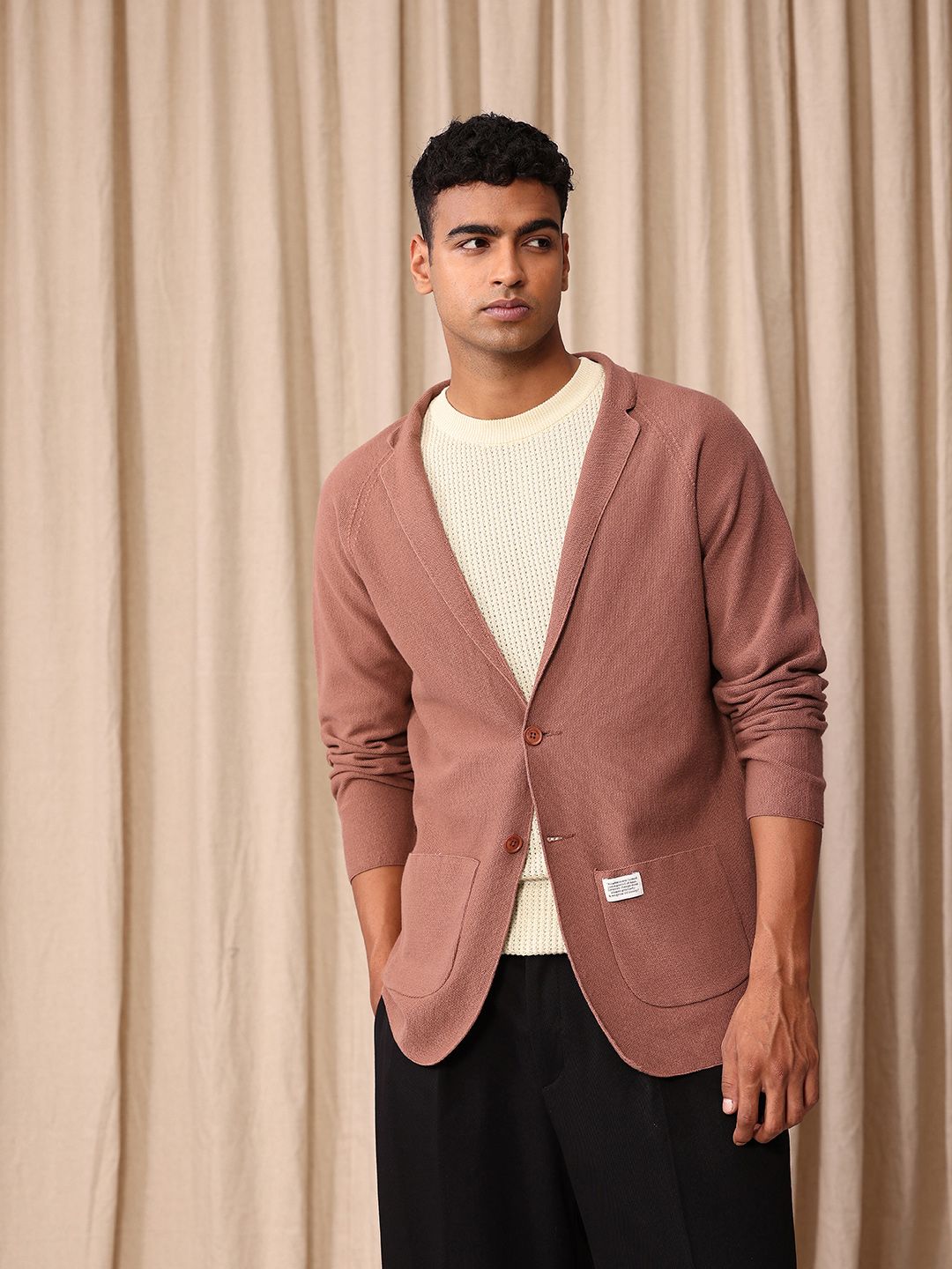 Mr Bowerbird Self Design Tailored Fit Single-Breasted Casual Blazer