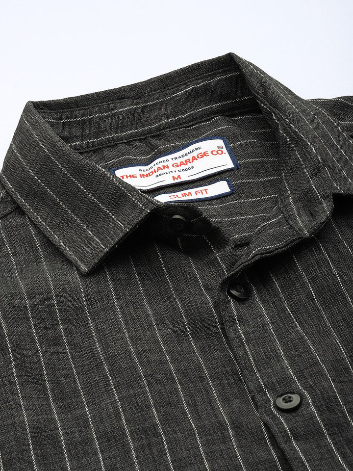 The Indian Garage Co Slim Fit Opaque Striped Casual Shirt