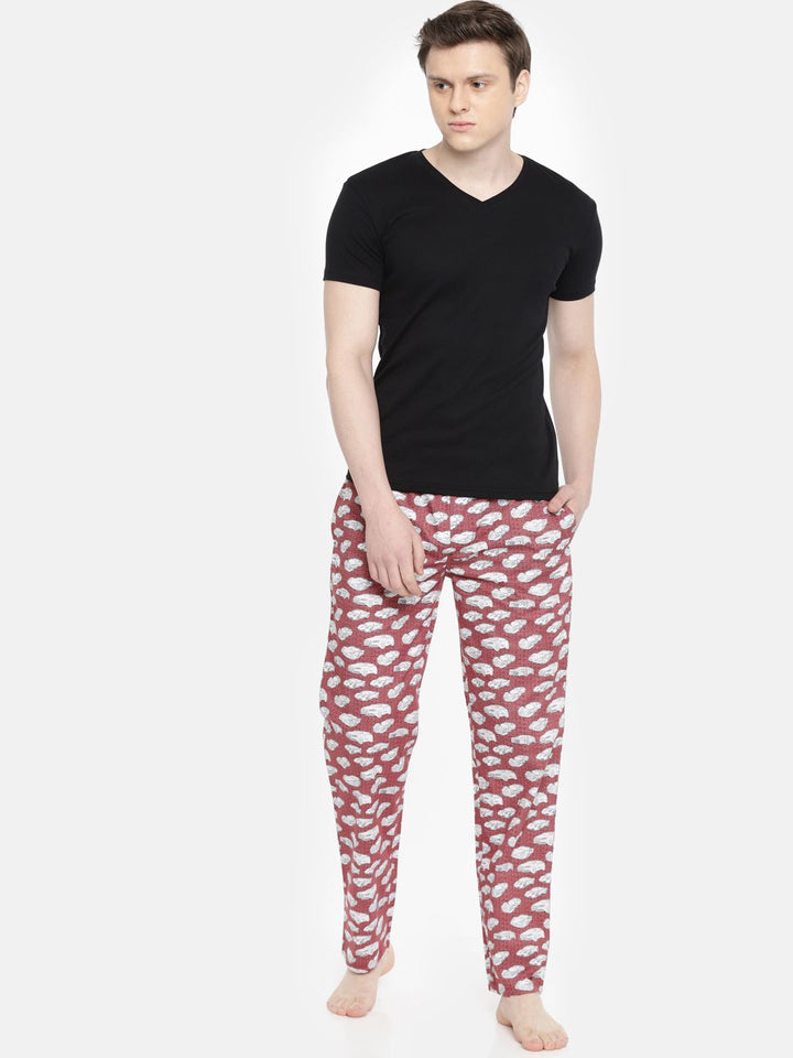 The Indian Garage Co Men Maroon & White Printed Lounge Pants SP18-LNGE03-06