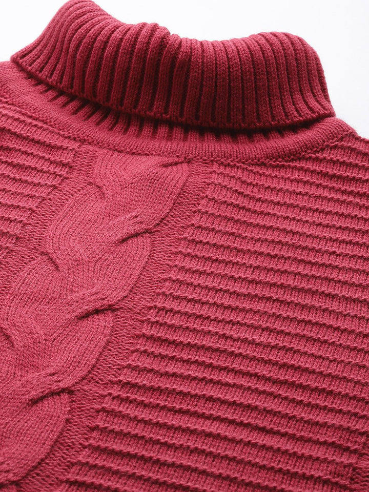 DressBerry Cable Knit Turtle Neck Pullover