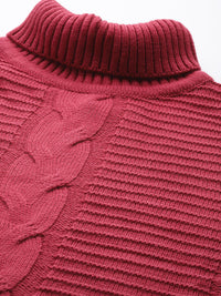 DressBerry Cable Knit Turtle Neck Pullover