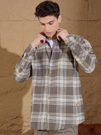 DENNISON Men's Tartan Checked Drop shoulder Oversized Shirt