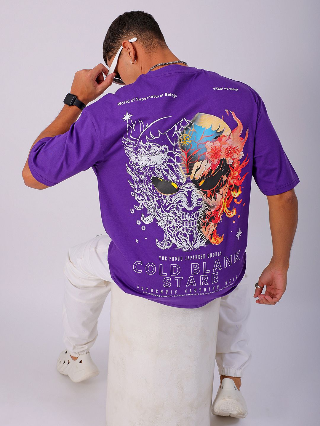 The Indian Garage Co Men Back Printed Boxy Oversized Pure Cotton T-shirt