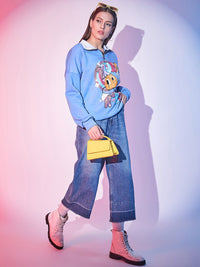 STREET 9 Graphic Printed Pure Cotton Fleece Pullover