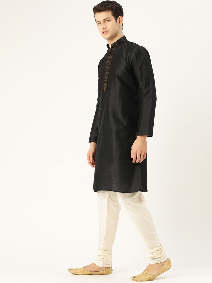 SOJANYA Lelaki Hitam Solid Kurta Lurus