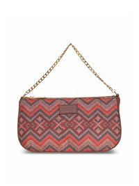 ZOUK Geometric Printed Structured Baguette Bag Handbags