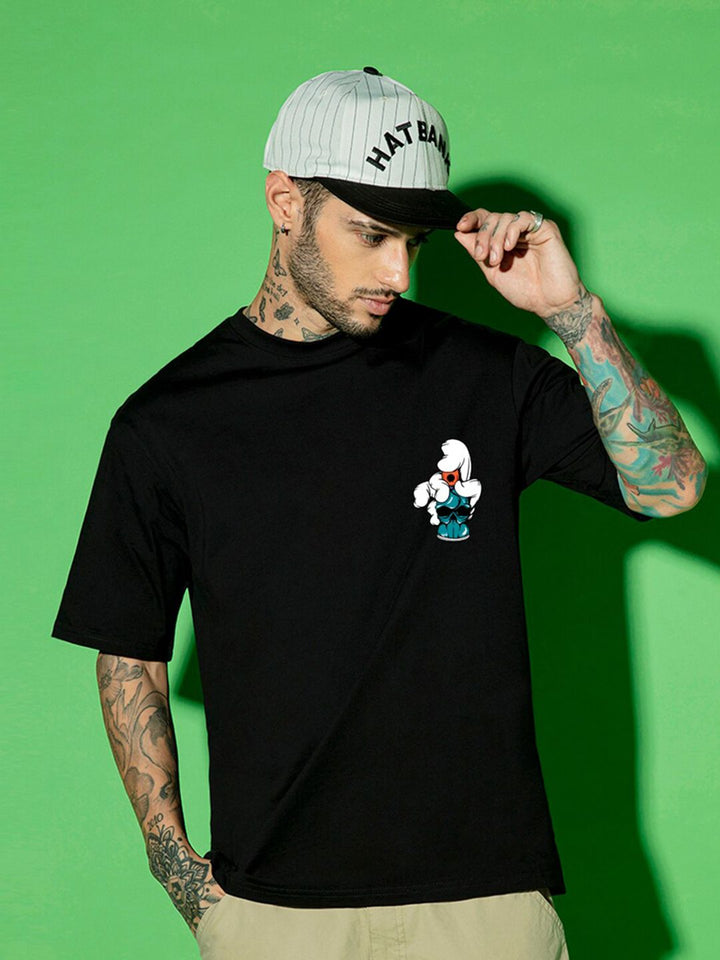 Bewakoof Typography Printed Drop-Shoulder Cotton Oversized T-shirt
