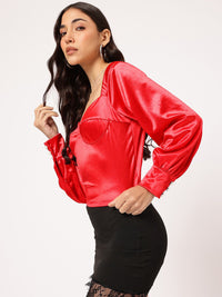 DressBerry Shiny & Graceful Faux Leather Top