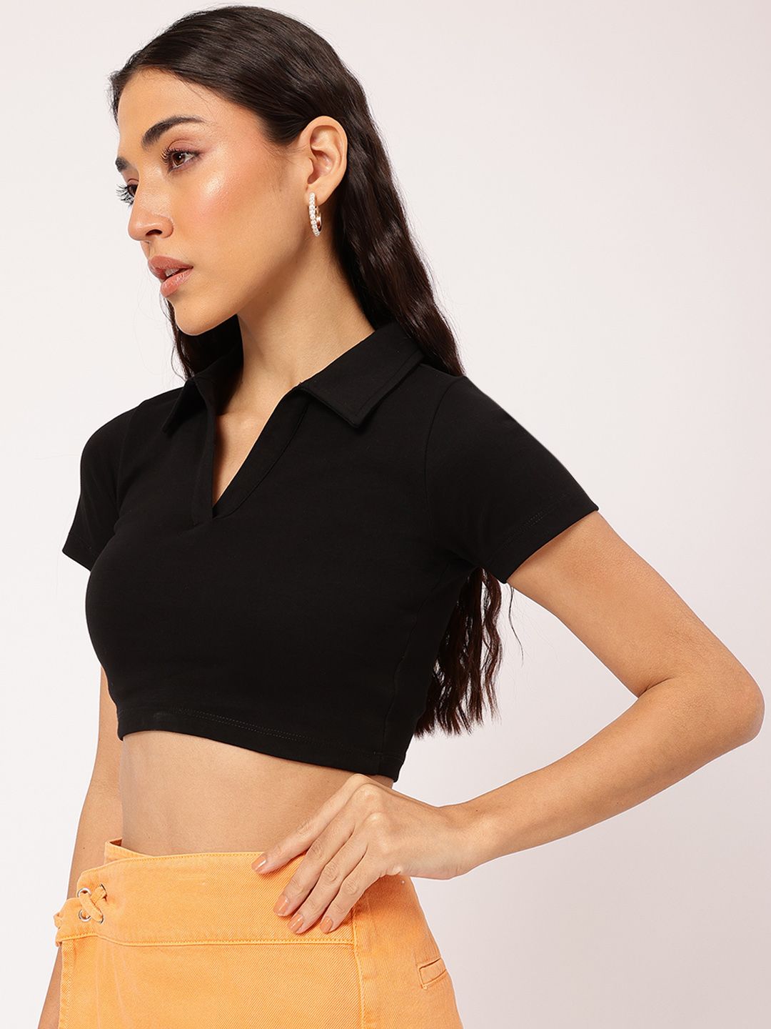 DressBerry Polo Neck Boxy Crop Top