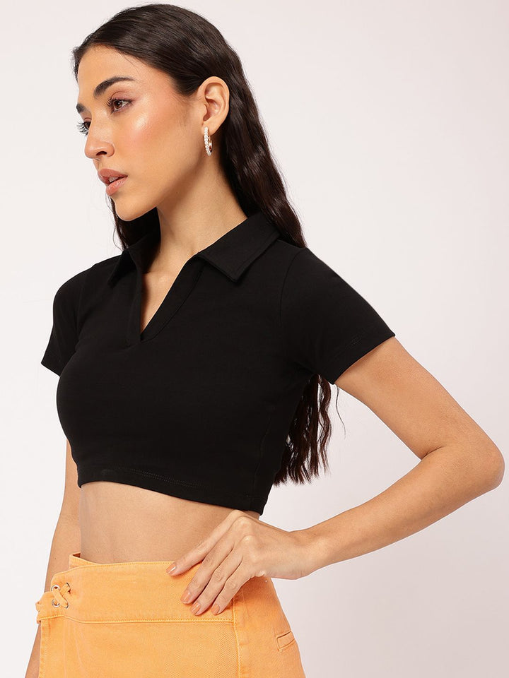 DressBerry Polo Neck Boxy Crop Top