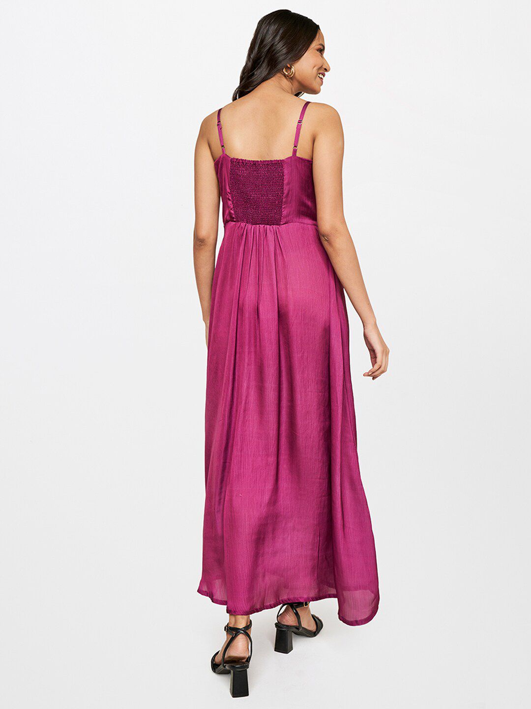 AND Women Magenta Floral Embellished A-Line Maxi Dress