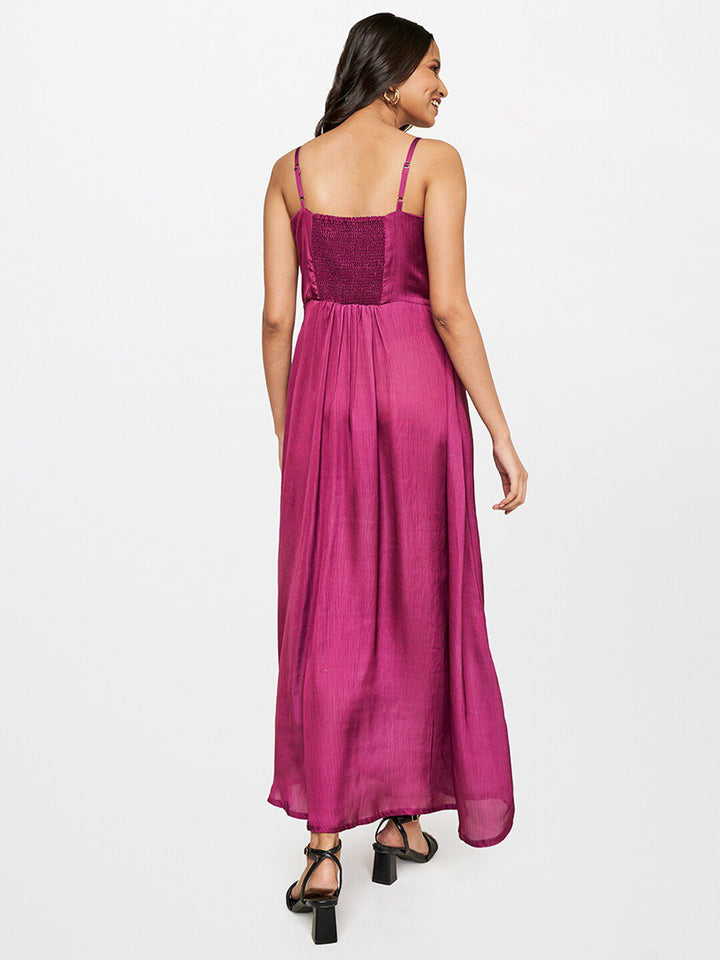 AND Women Magenta Floral Embellished A-Line Maxi Dress