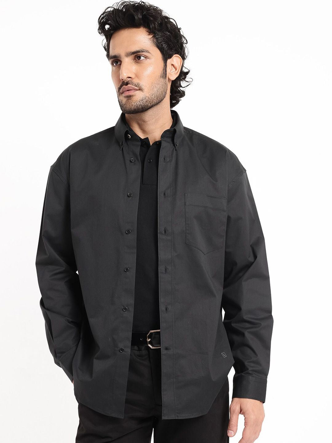 RARE RABBIT Men Zord Boxy Spread Collar Shirt