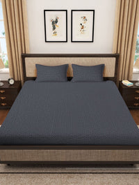 KLOTTHE Grey Abstract Woolen 300 TC King Bedsheet with 2 Pillow Covers-250X225 cm