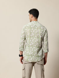Mr Bowerbird Pure Cotton Tailored Fit Floral Opaque Printed Casual Shirt
