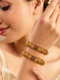 Set PANASH 2 Gelang Bertatah Batu Kuil Bersalut Emas & Bermanik