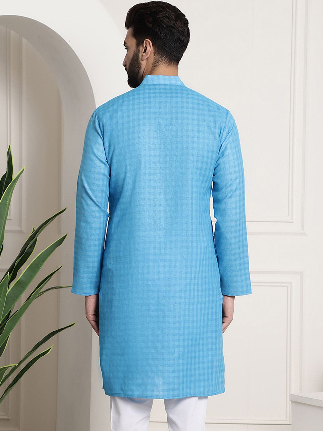 SOJANYA Berkolar Mandarin Lengan Panjang Kurta Lurus