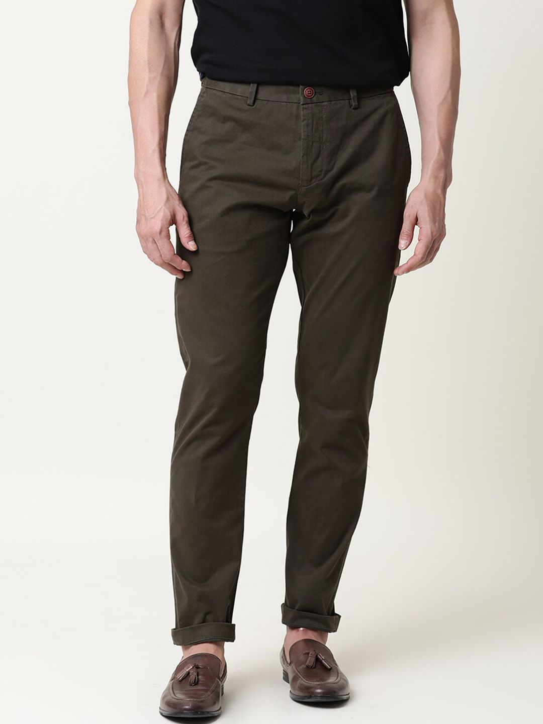 RARE RABBIT Men Trews-22 Mid-Rise Regular Fit Solid Trouser