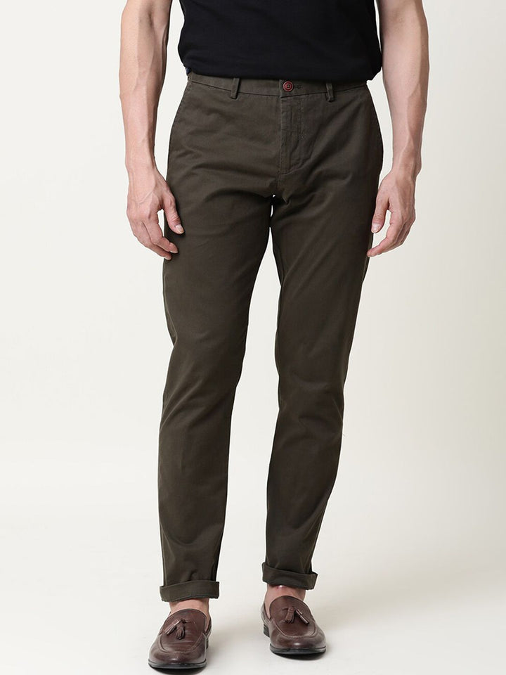 RARE RABBIT Men Trews-22 Mid-Rise Regular Fit Solid Trouser