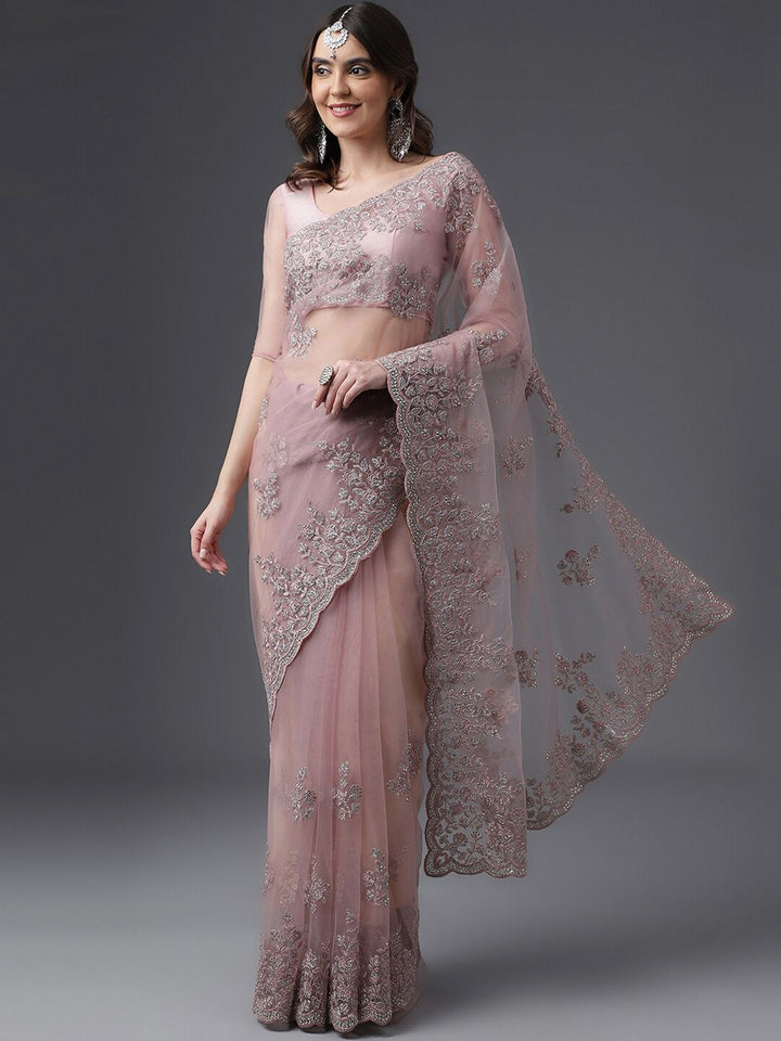 Saree Jaring Bersulam Bunga Kasee Rekaan Tenunan
