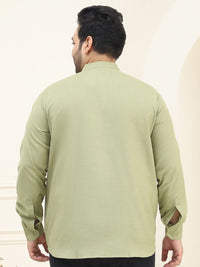 SOJANYA PLUS Size Men Green Solid Pastels Pure Cotton Kurta