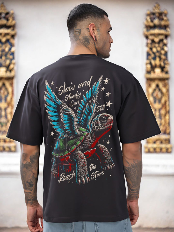 ADRO Graphic Printed Drop-Shoulder Sleeves Cotton Oversized T-shirt