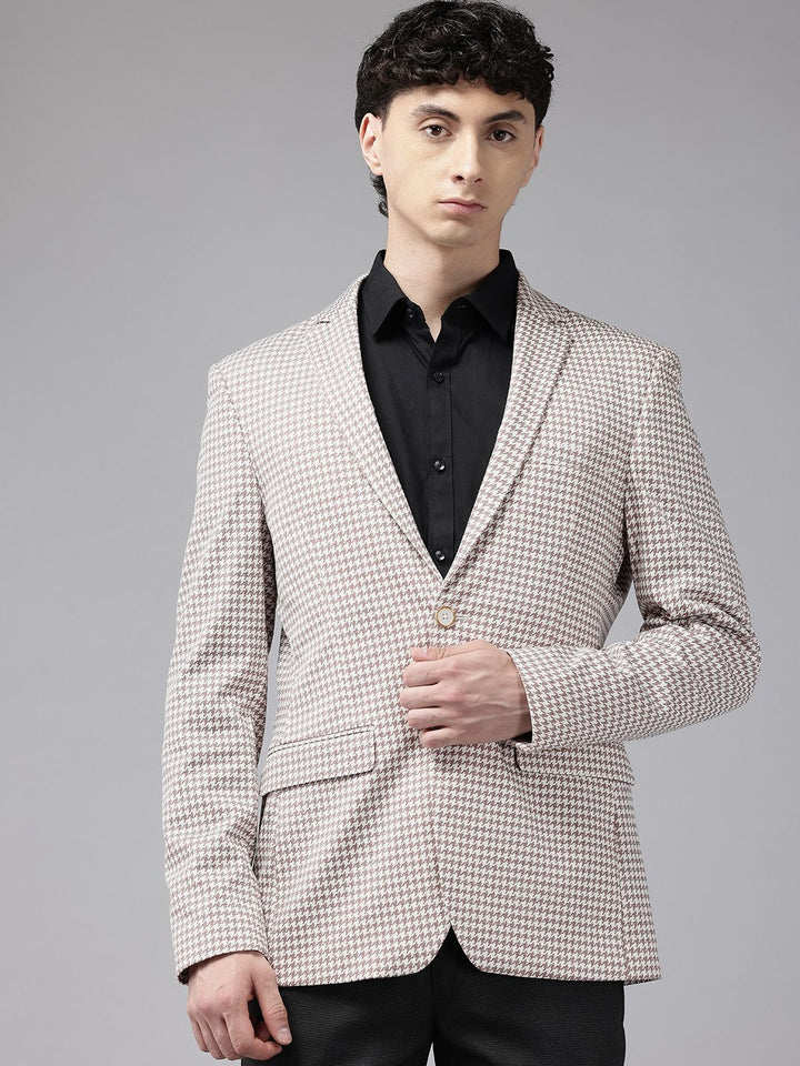Park Avenue Houndstooth Checked Slim Fit Blazer