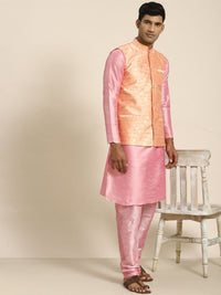 SOJANYA Men Pink Kurta with Churidar