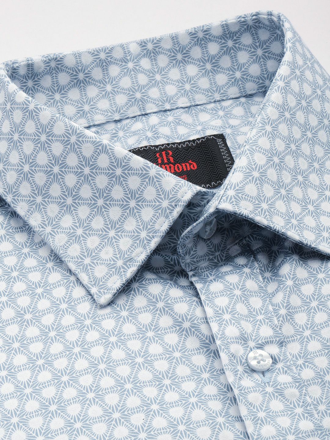Raymond Pure Cotton Slim Fit Geometric Printed Formal Shirt
