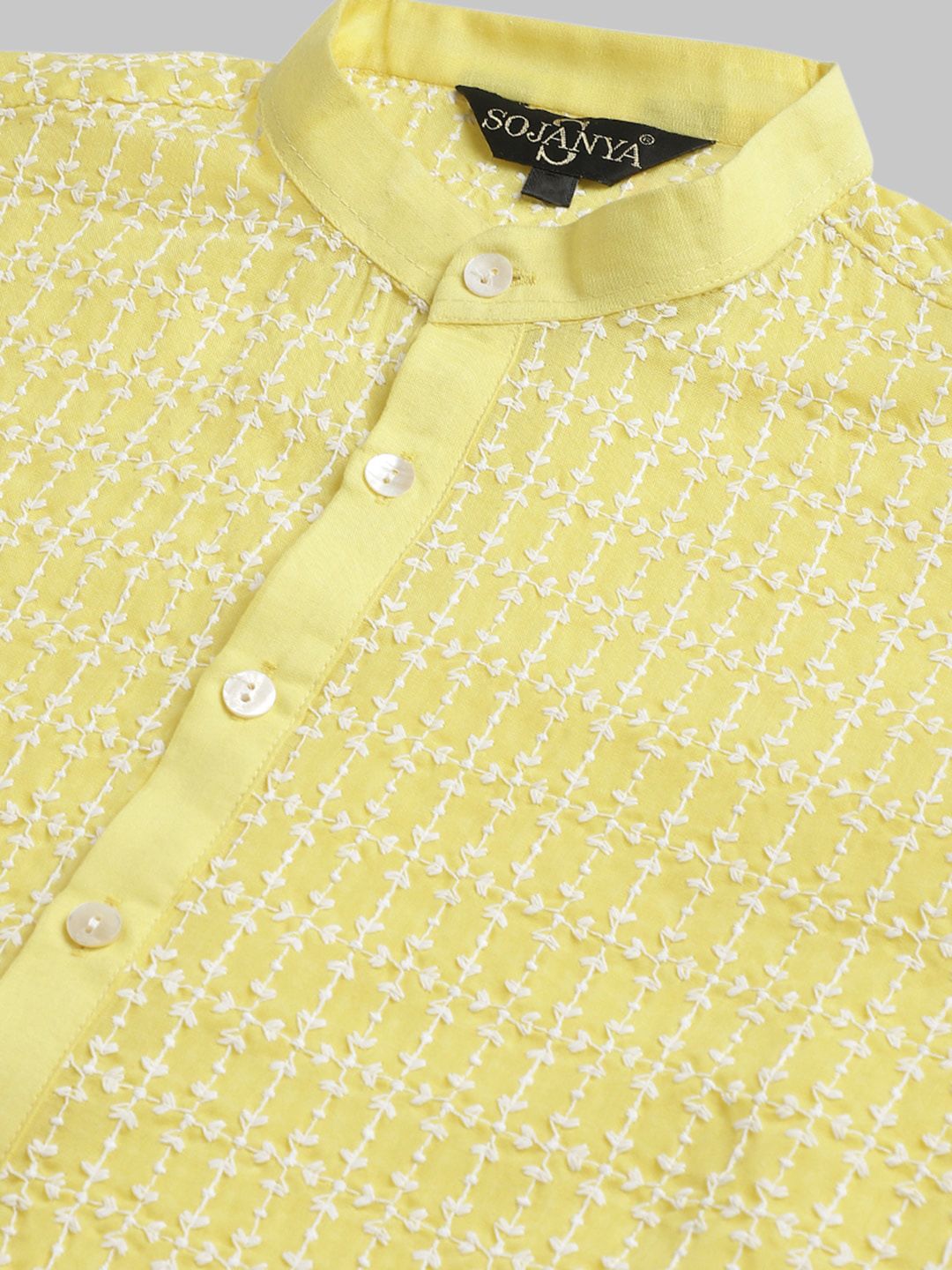 SOJANYA Kurta Kapas Tulen Sulaman Geometrik Dengan Piyama