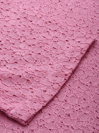 Style Quotient Self Design Round Neck Lace Cotton Top