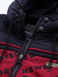 The Indian Garage Co Men Striped Detachable Hood Padded Jacket
