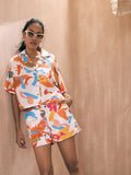 Pink Paprika by SASSAFRAS Pink Abstract Printed Pure Cotton Shirt With Shorts