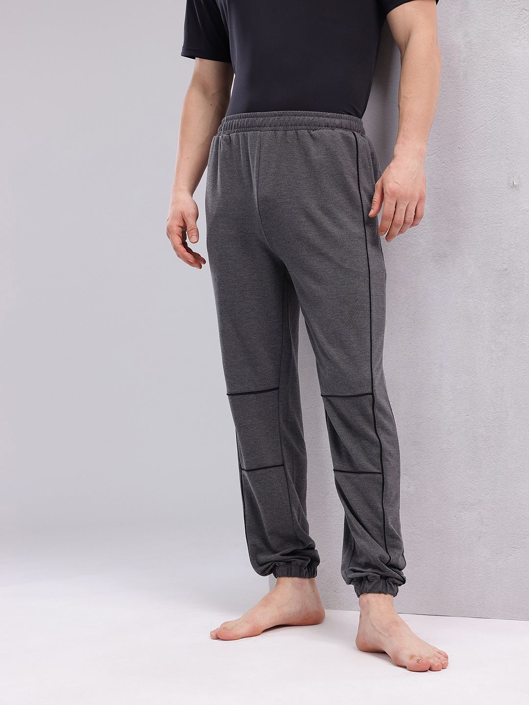 HRX by Hrithik Roshan Men Taping-Detail Yoga Joggers