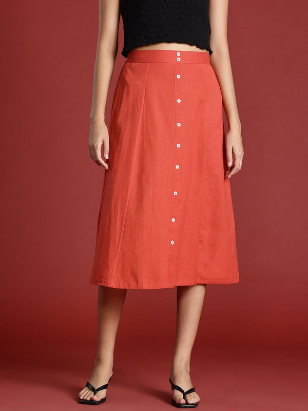 Semua tentang anda kapas linen A-line skirt