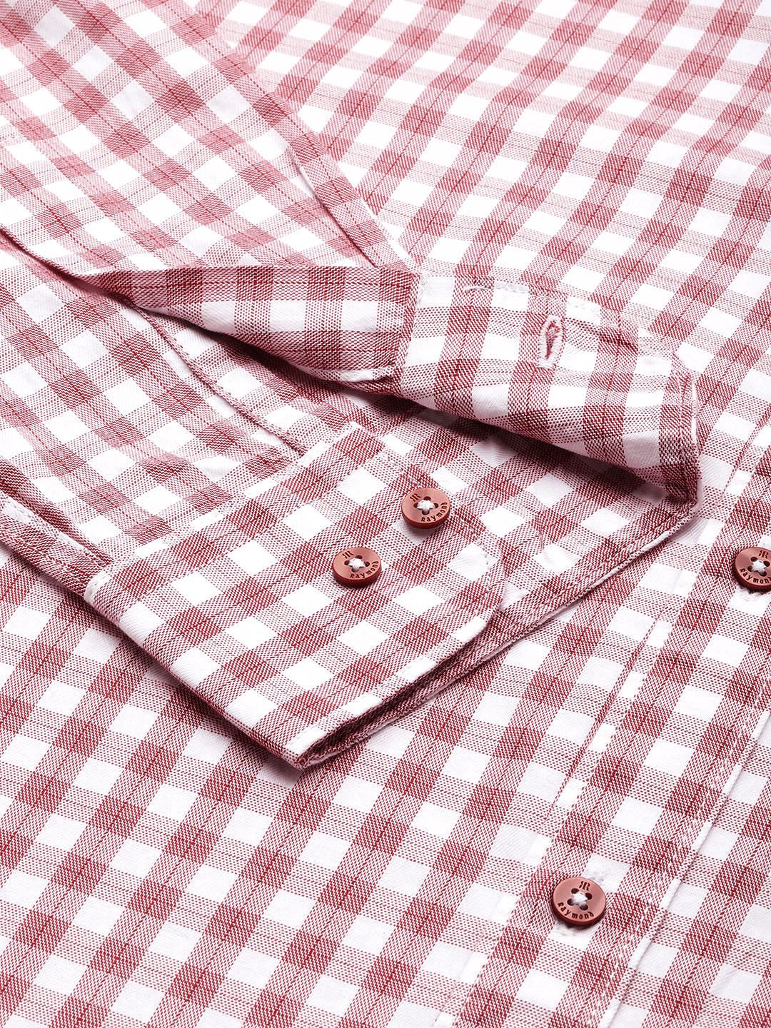 Raymond Pure Cotton Slim Fit Checked Casual Shirt