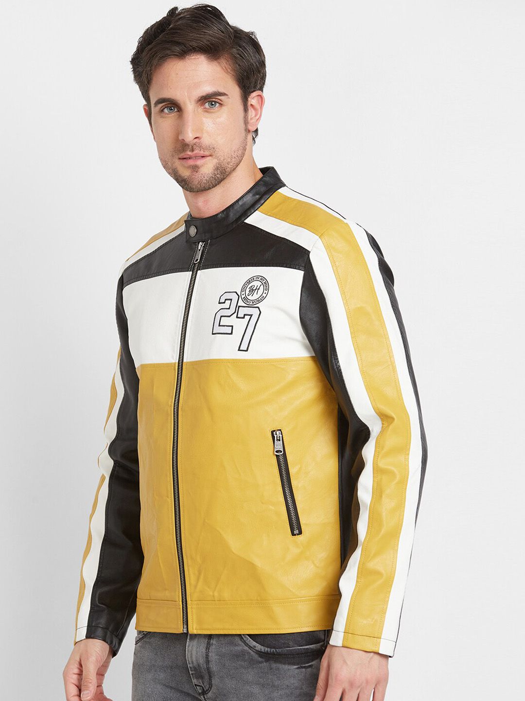 Being Human Colourblocked Mandarin Collar Sporty Jacket