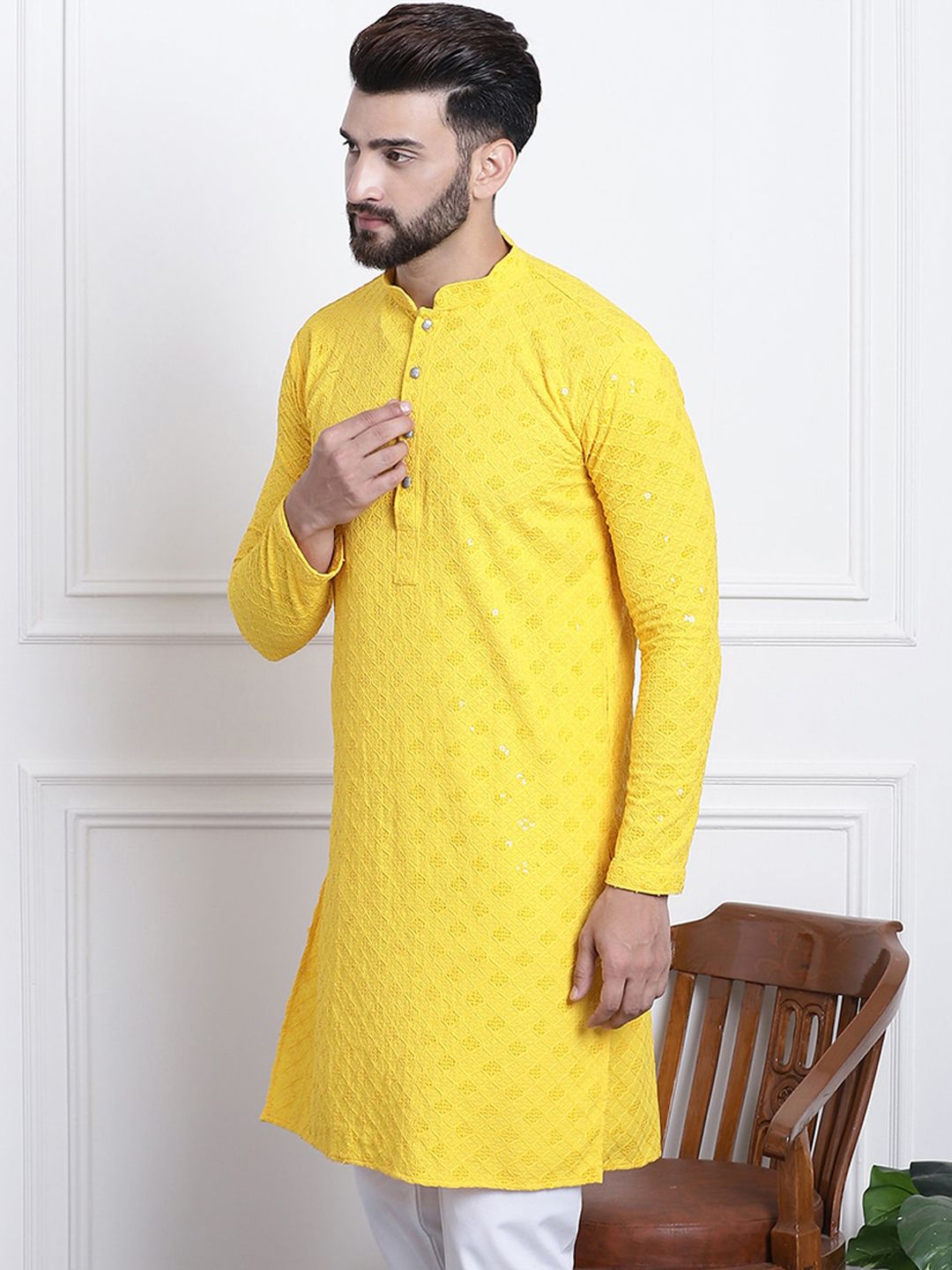 SOJANYA Sequin Embellished Pure Cotton Kurta