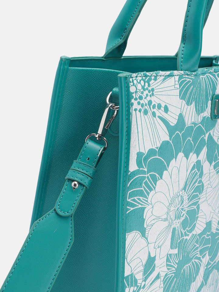 Lino Perros Floral Textured Structured Handheld Bag
